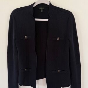 Talbots Women's Knit Blazer Sweater Cardigan Blue Open Front Old Money Classic S